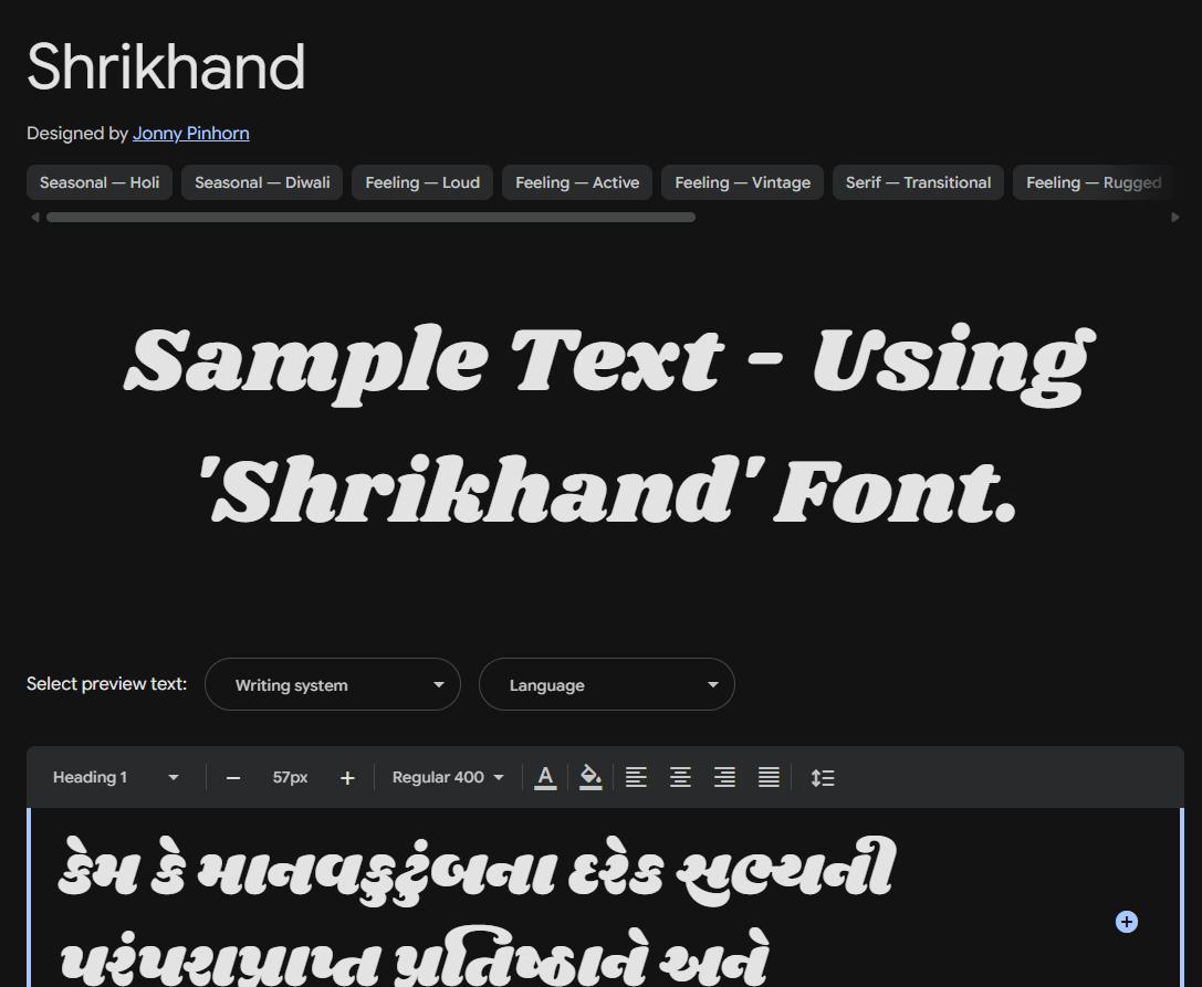 Image sample preview for text using Shrikhand font family