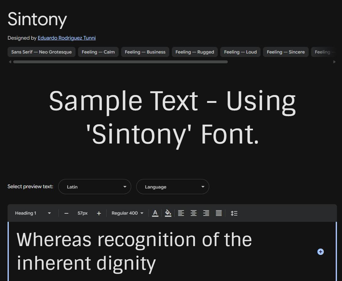 Image sample preview for text using Sintony font family