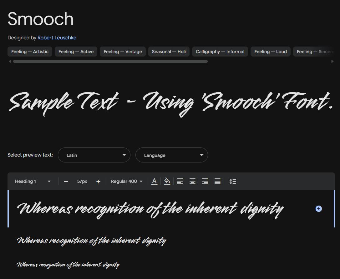 Image sample preview for text using Smooch font family