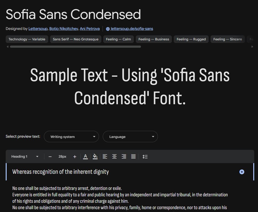 Image sample preview for text using Sofia Sans Condensed font family