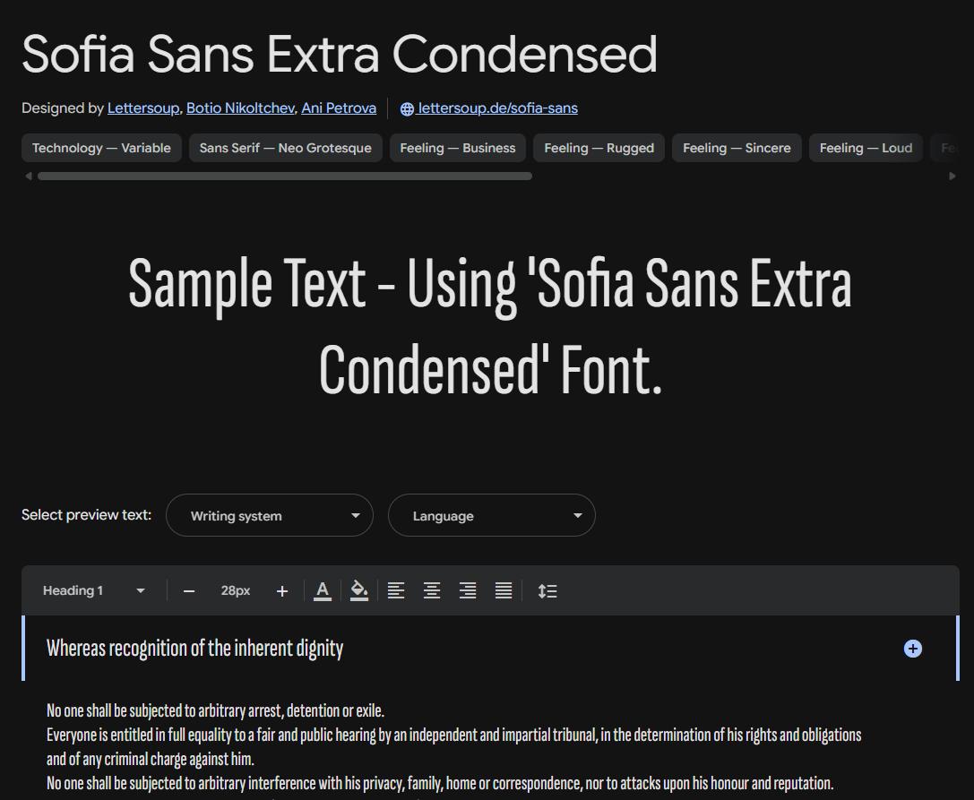 Image sample preview for text using Sofia Sans Extra Condensed font family