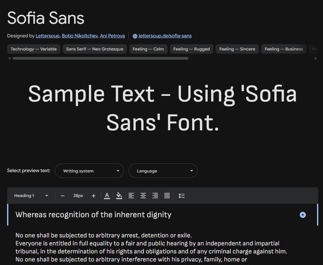 Image sample preview for text using Sofia Sans font family