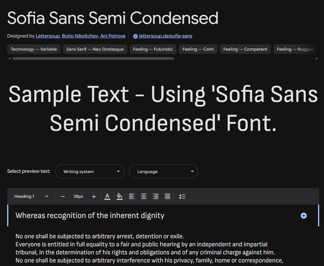 Image sample preview for text using Sofia Sans Semi Condensed font family