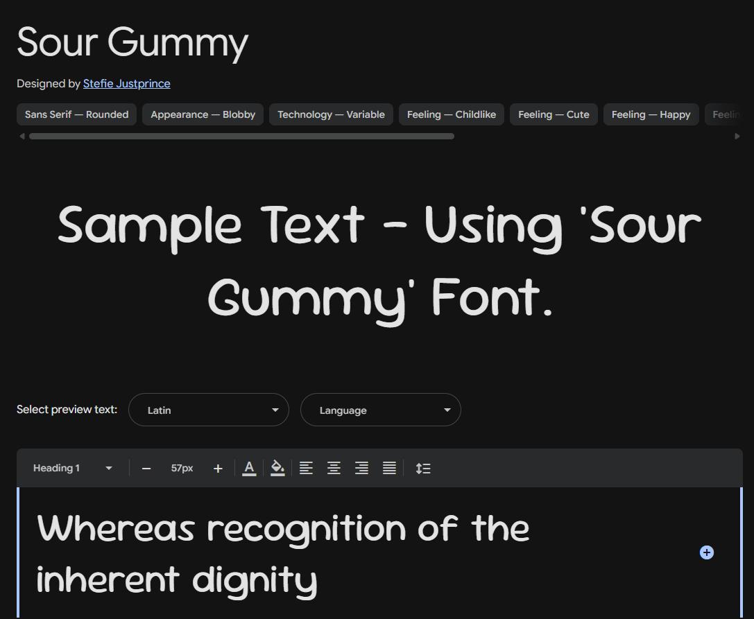 Image sample preview for text using Sour Gummy font family