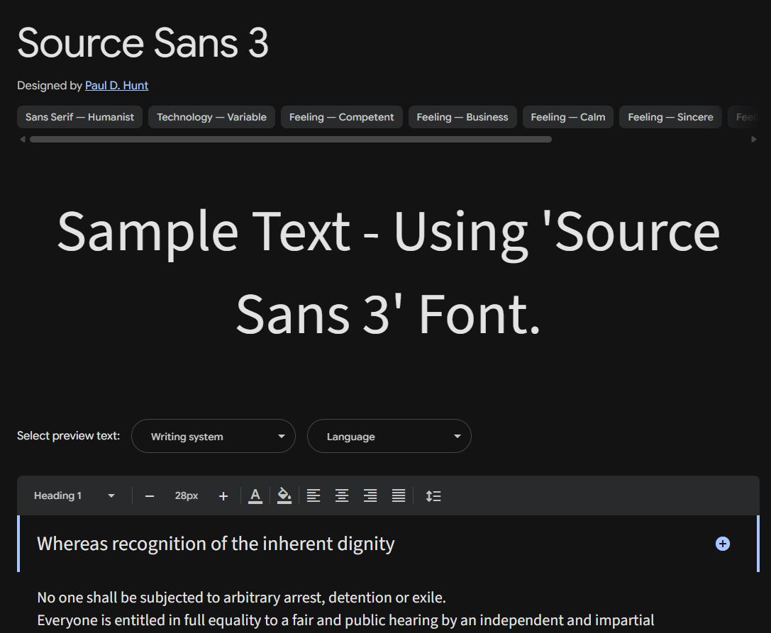 Image sample preview for text using Source Sans 3 font family