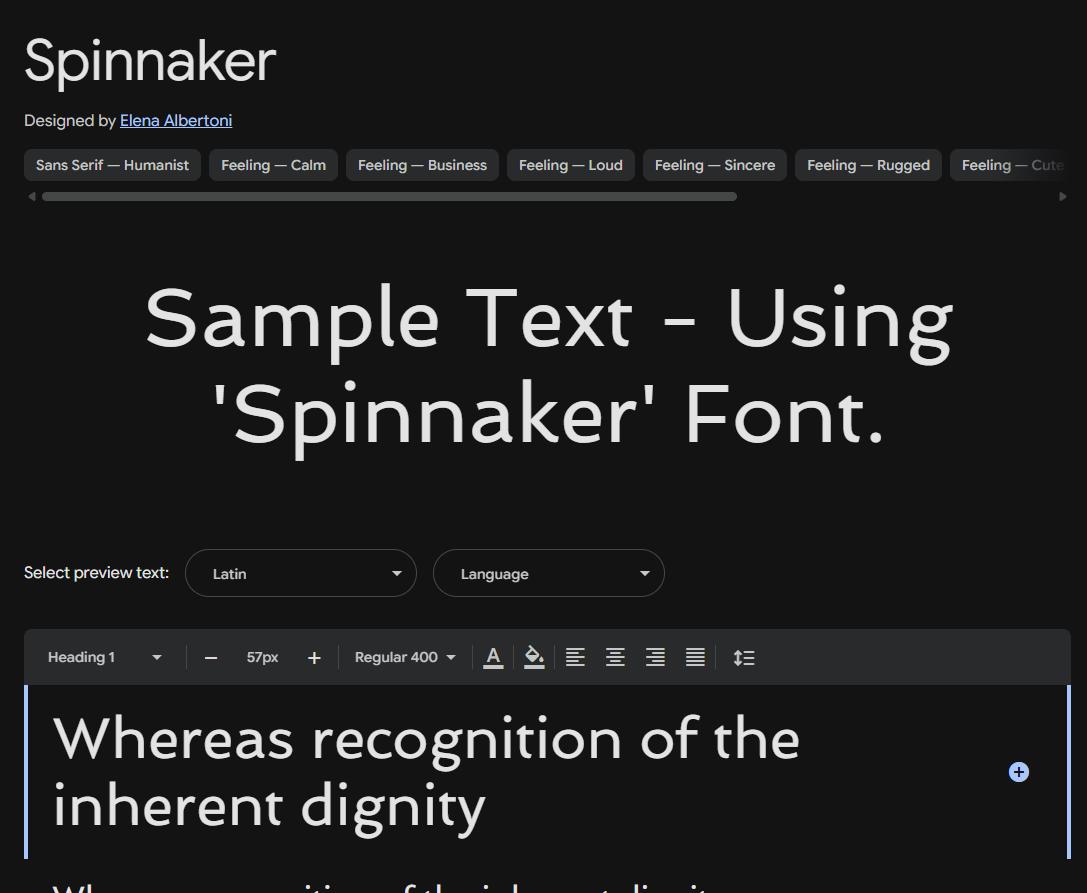Image sample preview for text using Spinnaker font family