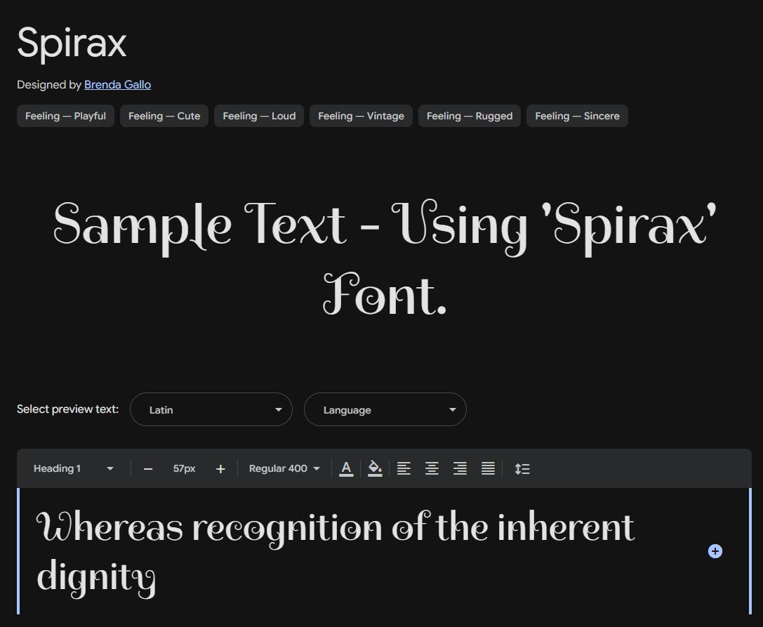 Image sample preview for text using Spirax font family