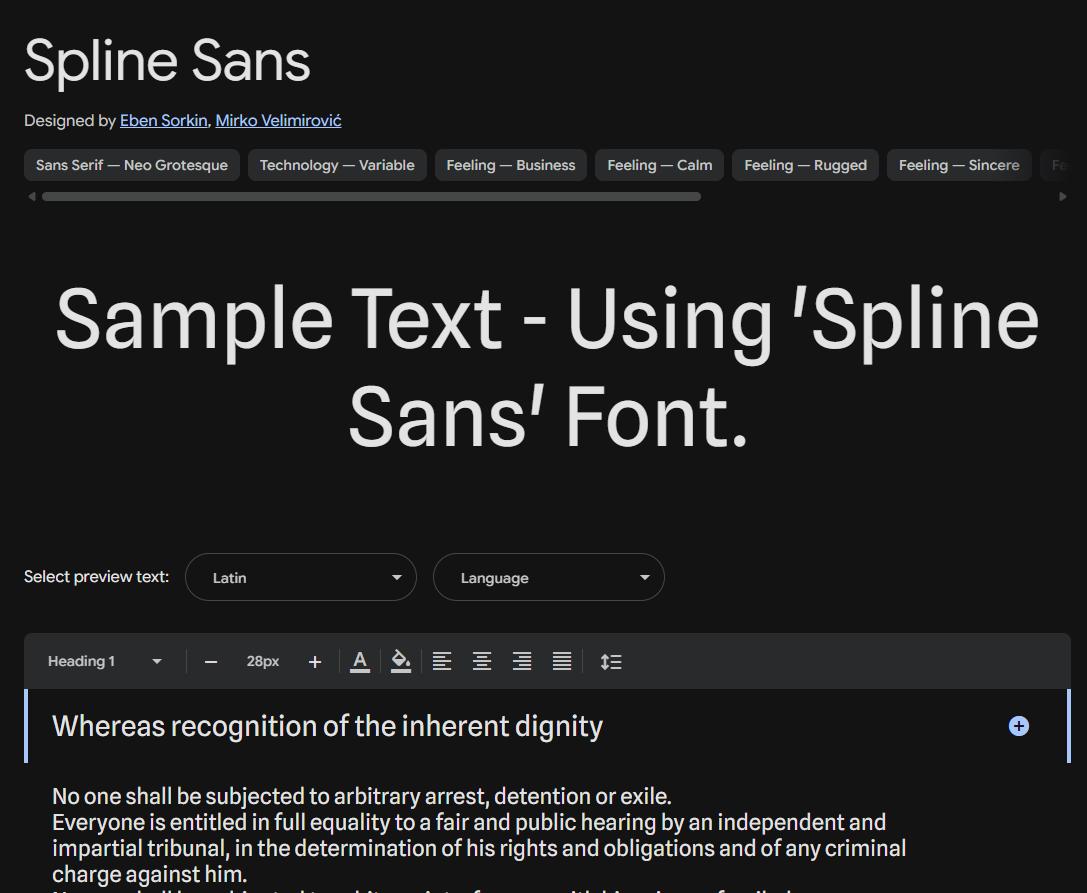Image sample preview for text using Spline Sans font family