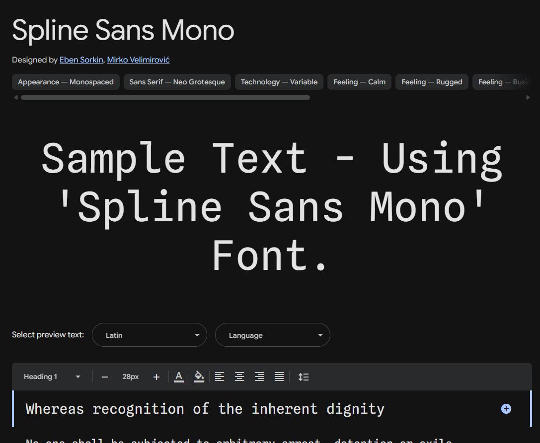 Image sample preview for text using Spline Sans Mono font family