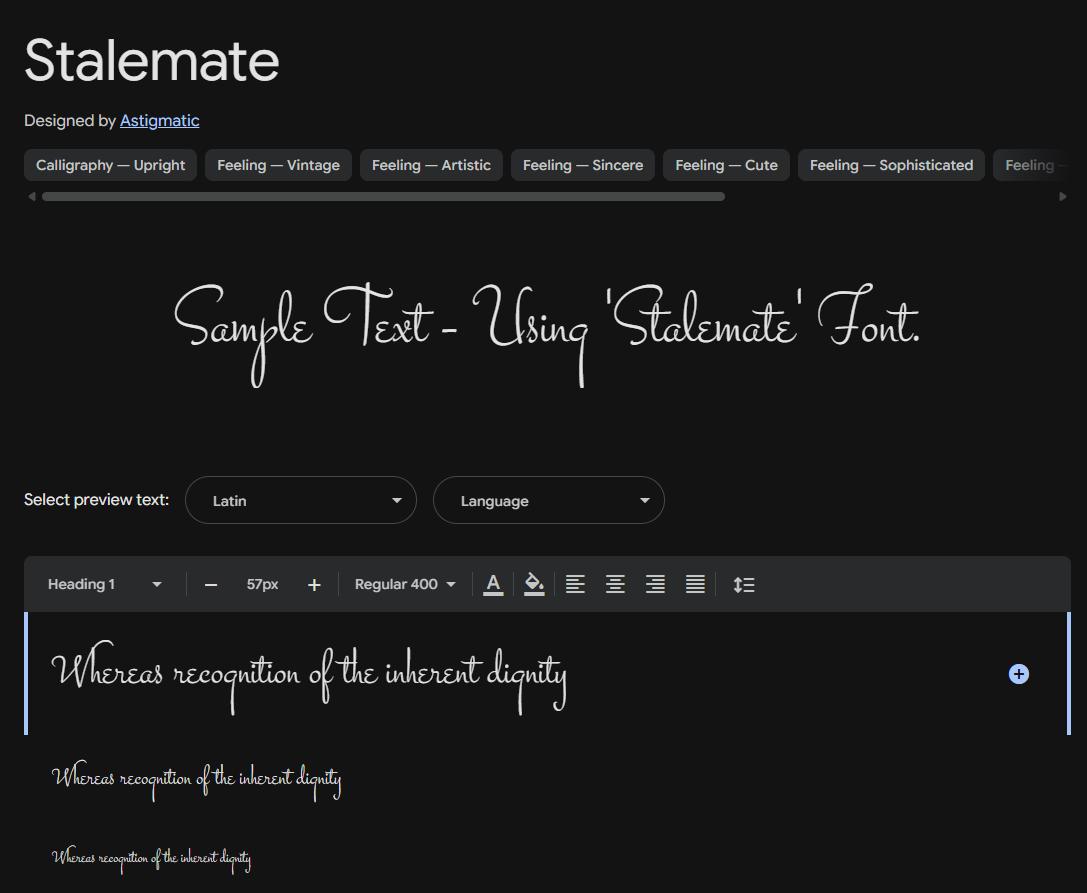 Image sample preview for text using Stalemate font family
