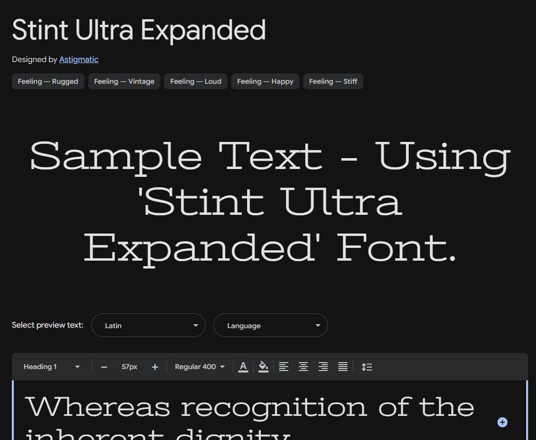 Image sample preview for text using Stint Ultra Expanded font family