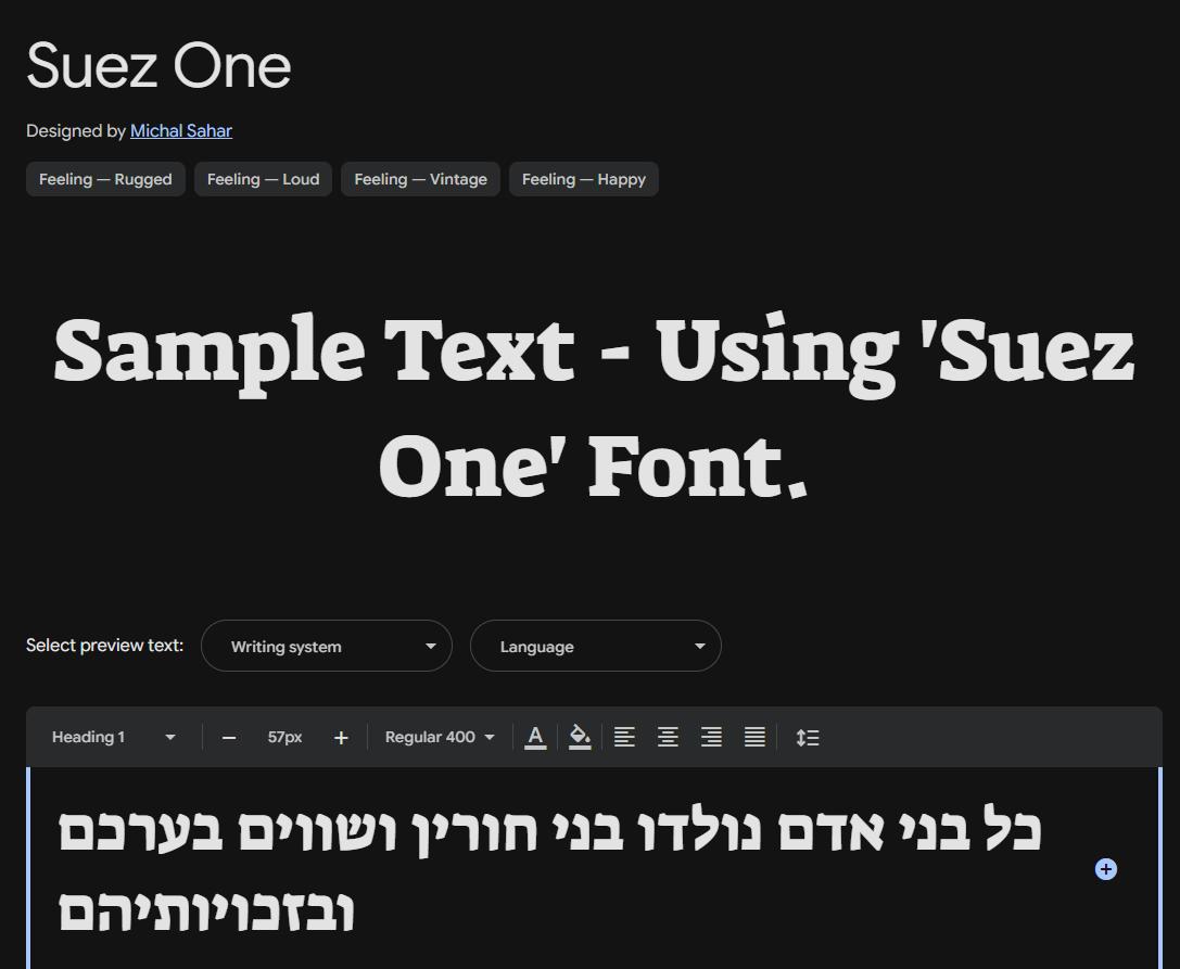 Image sample preview for text using Suez One font family