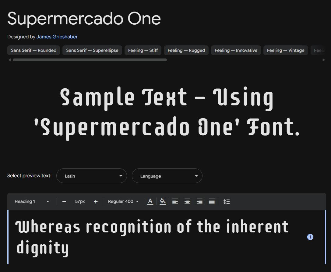 Image sample preview for text using Supermercado One font family