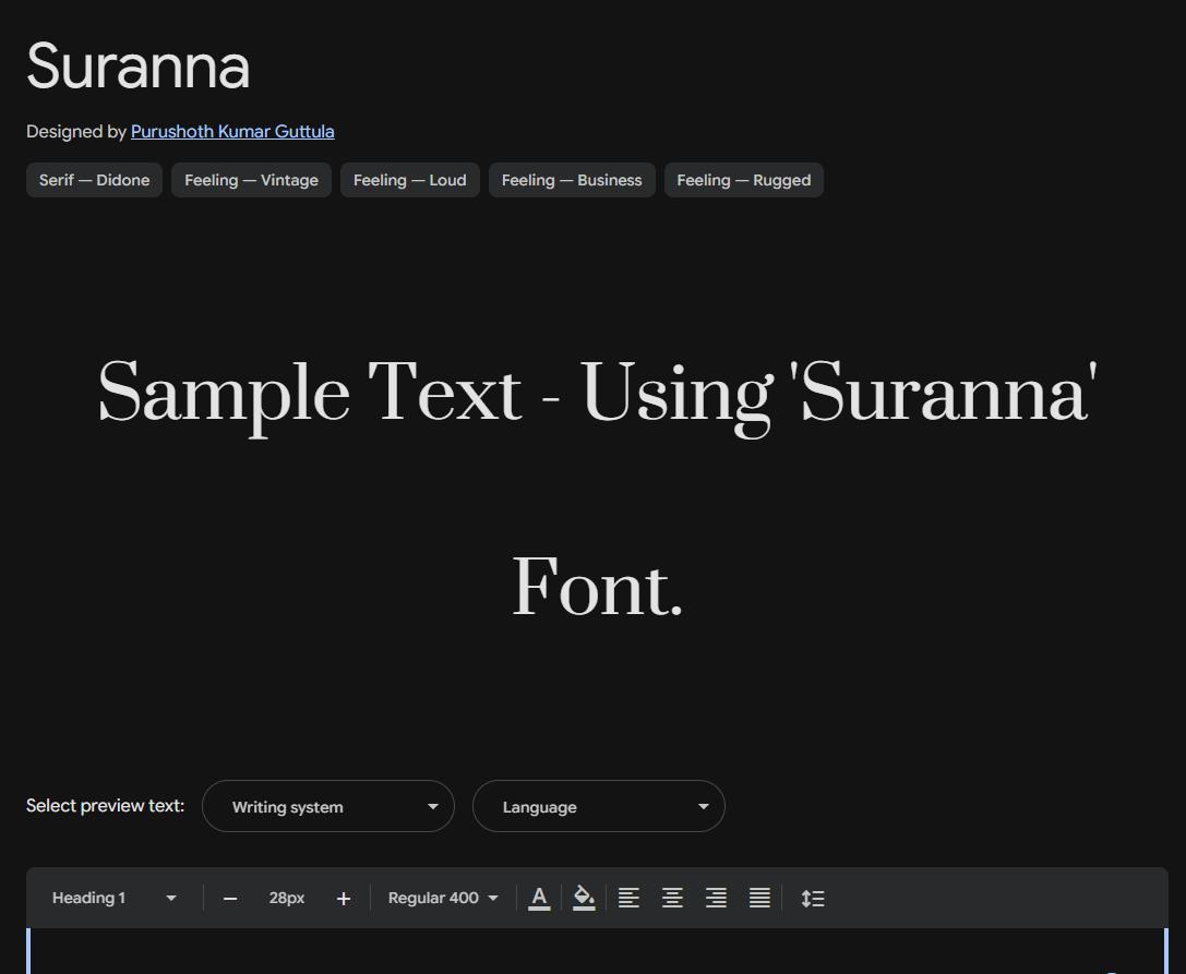 Image sample preview for text using Suranna font family