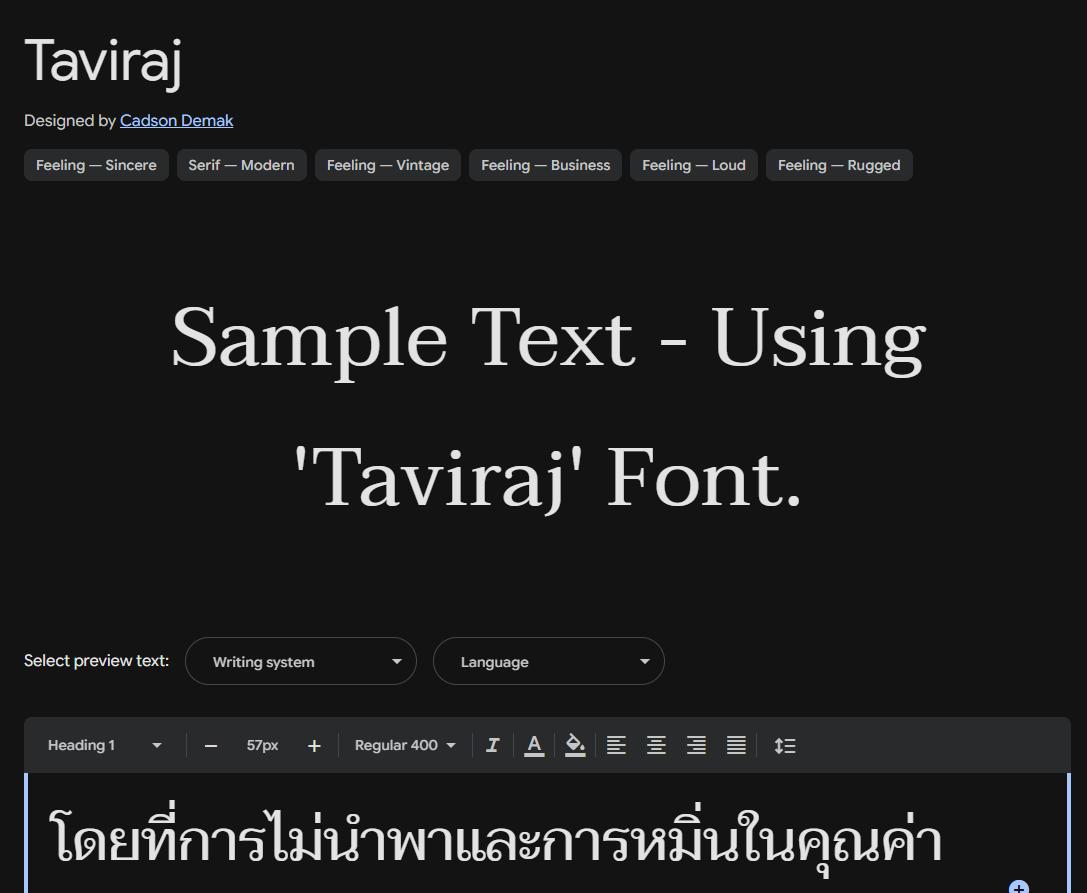 Image sample preview for text using Taviraj font family