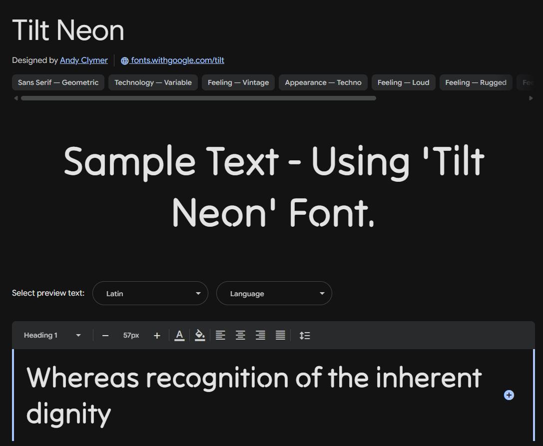 Image sample preview for text using Tilt Neon font family
