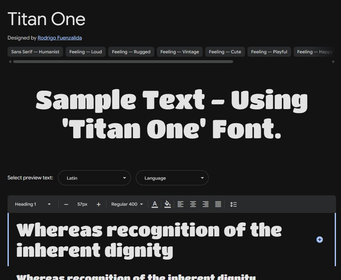 Image sample preview for text using Titan One font family