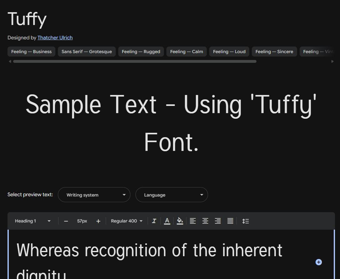 Image sample preview for text using Tuffy font family