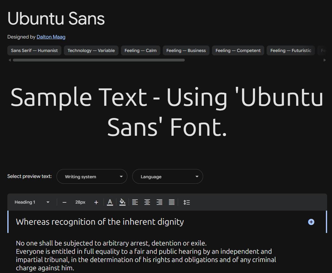 Image sample preview for text using Ubuntu Sans font family