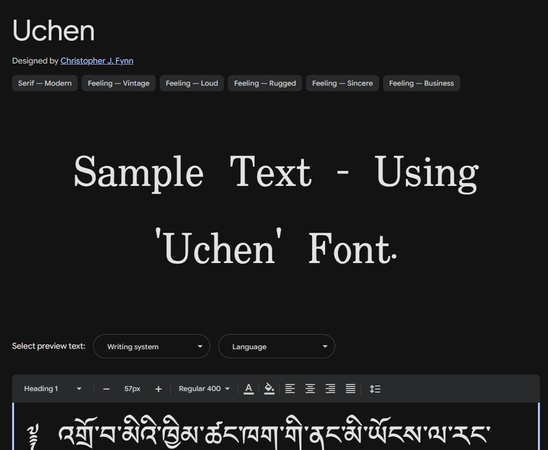 Image sample preview for text using Uchen font family