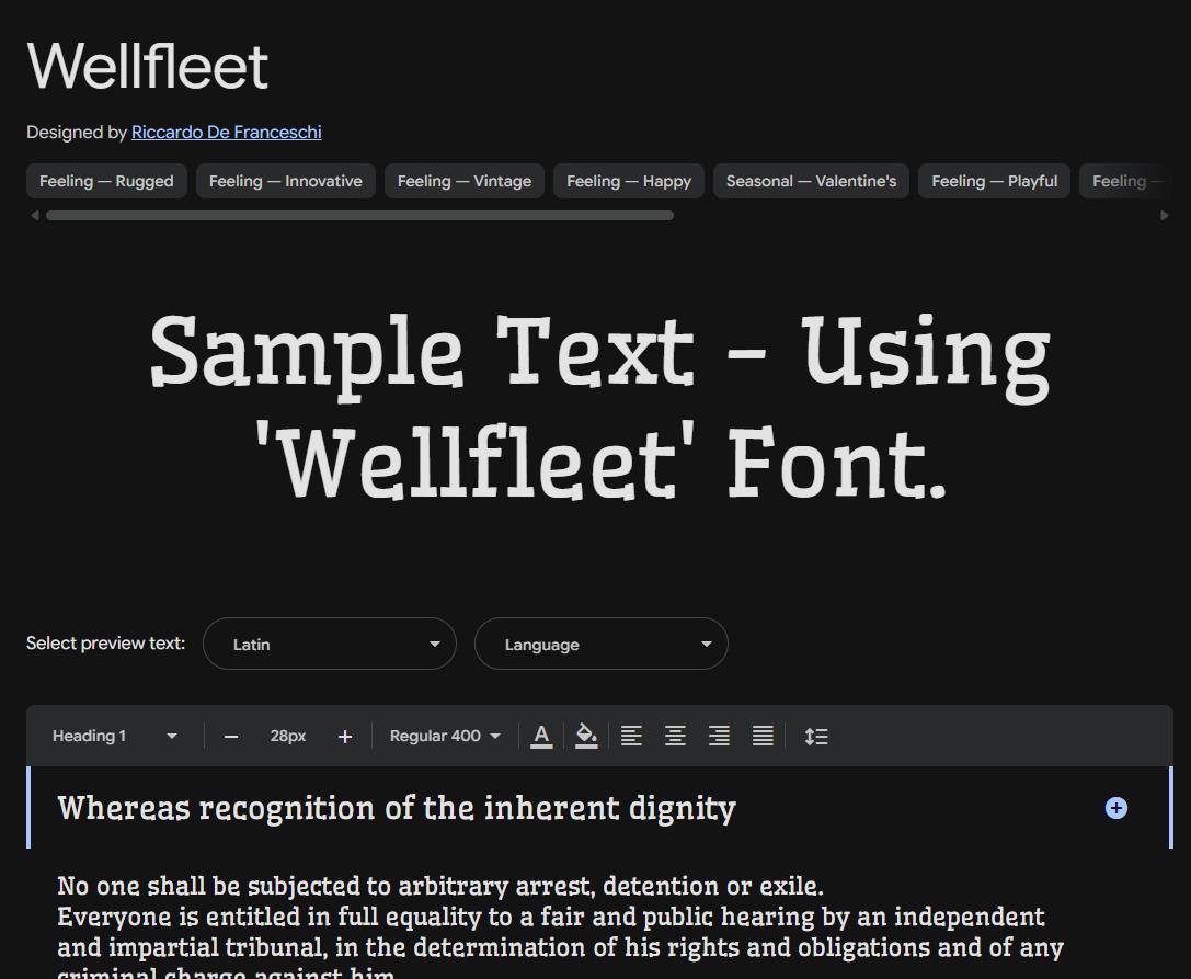 Image sample preview for text using Wellfleet font family