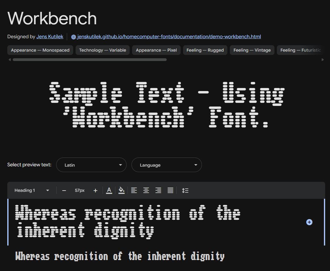 Image sample preview for text using Workbench font family
