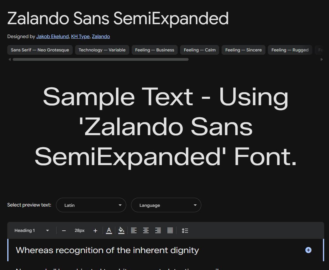 Image sample preview for text using Zalando Sans SemiExpanded font family