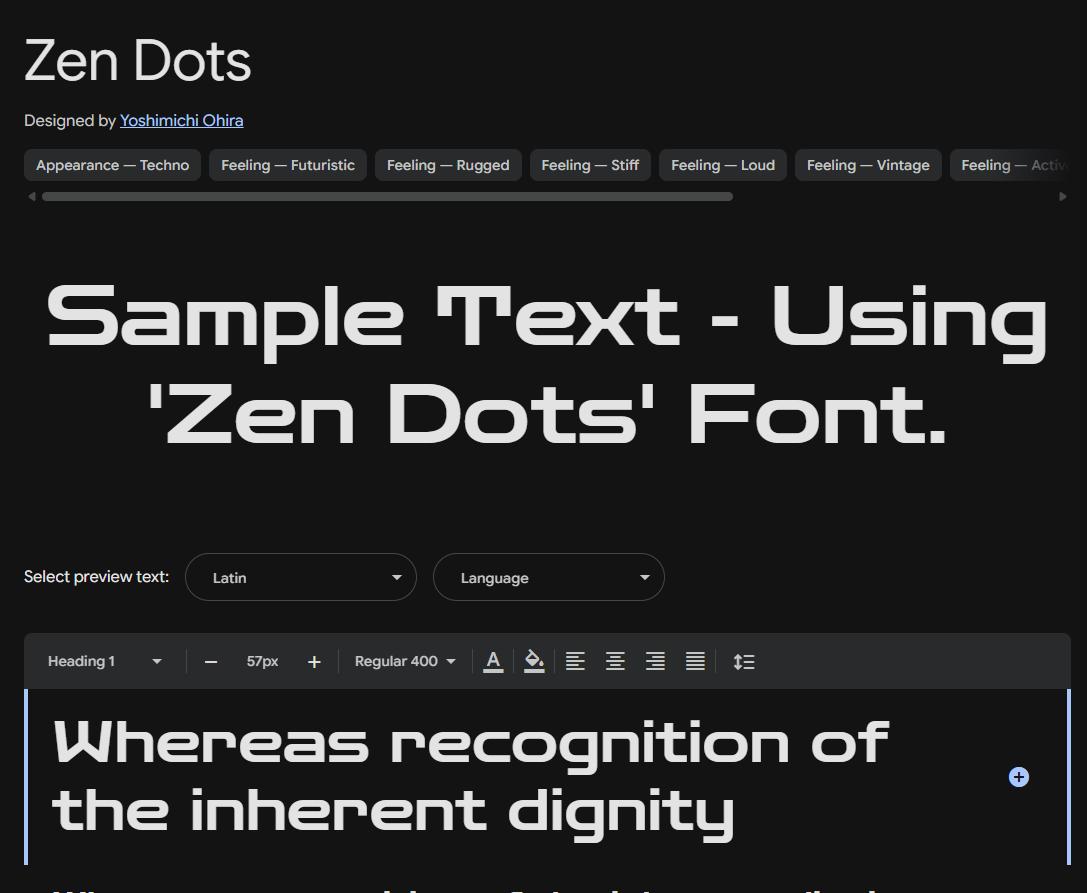 Image sample preview for text using Zen Dots font family